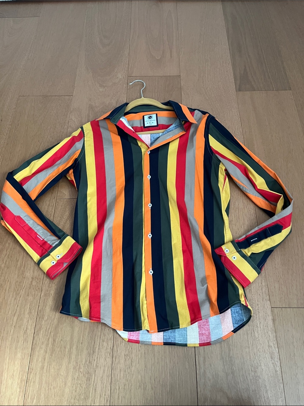 Colorblock Vertical Stripe Button-Down Shirt